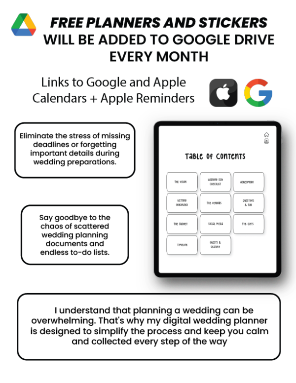 Ultimate Hyperlinked Digital Wedding Planner Bundle (2024 w/ Google + Apple Links) - Image 3